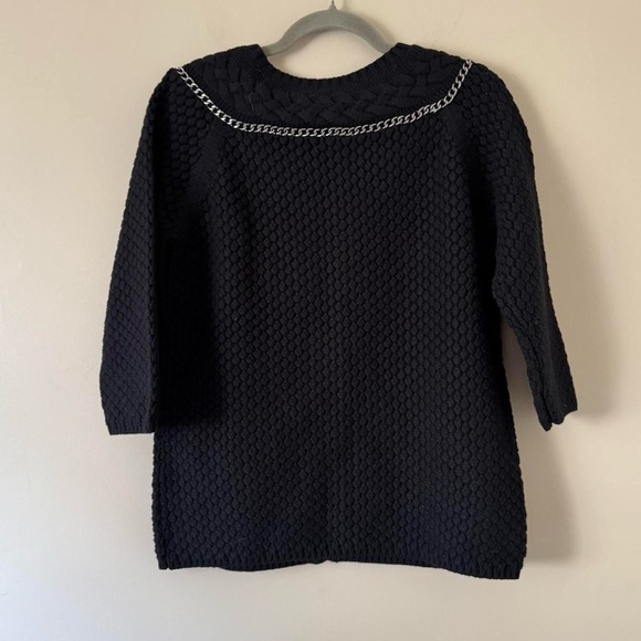 NWT Vintage Black Knit Cardigan Silver Chain Liz Claiborne Medium - Picture 4 of 6